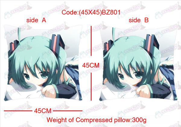 (45X45) BZ801-Hatsune Miku Accesorios Anime alineó almohada cuadrada