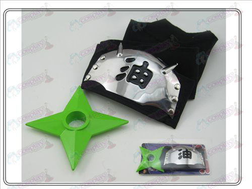 Naruto diadema + l Verde Negro Oil Shuriken (traje de una pieza)