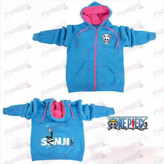 One Piece Accesorios Sunkist logo cremallera con capucha suéter azul
