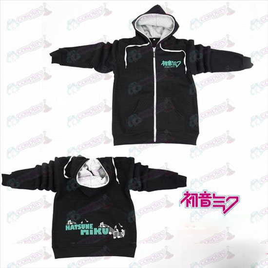 Hatsune Miku Accesorios logo cremallera suéter con capucha negro