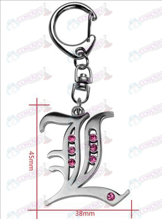 Death Note AccesoriosL marca con llavero de diamante (diamante rosa)