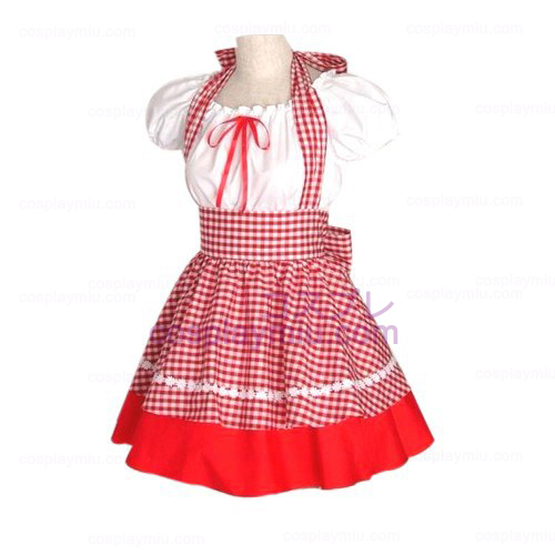 Cute Red Plaid Maid Cosplay Lolita Trajes Cosplay