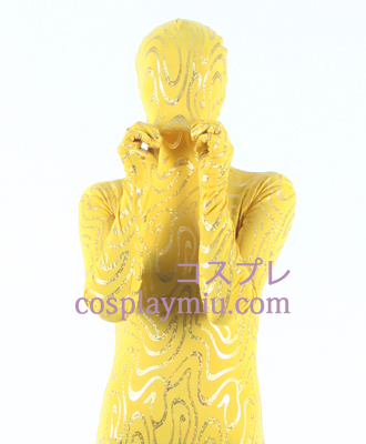 Yellow Lycra Gold Stripe Zentai Suit