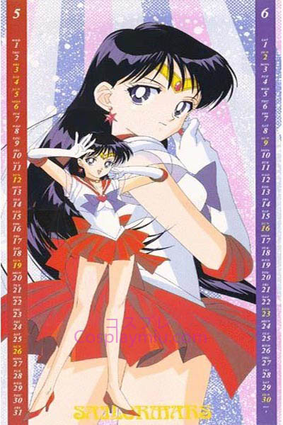 Sailor Moon Rei Hino Sailor Mars peluca larga de Cosplay