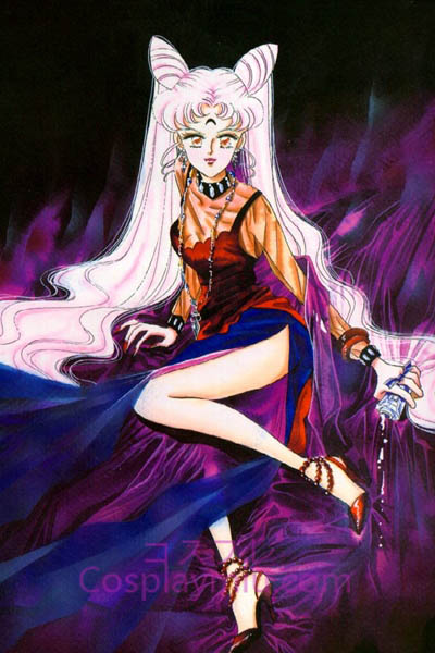 Sailor Moon Negro Señora larga peluca rosa cosplay