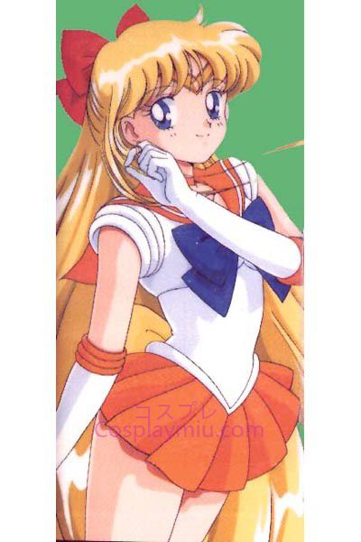 Sailor Moon Sailor Venus Minako Aino largo cosplay peluca