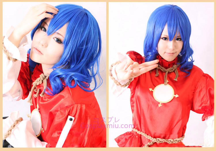 Touhou Project Kanako Yasaka corto azul oscuro cosplay peluca