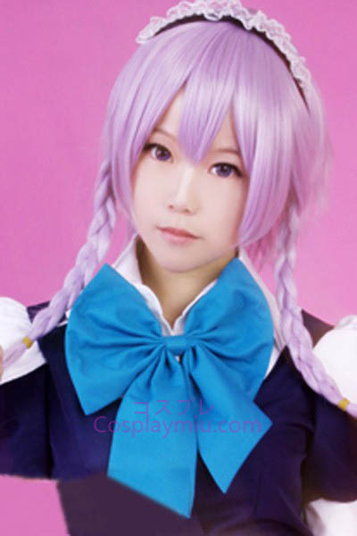 Touhou Project Izayoi Sakuya púrpura oscuro fondo Curl peluca cosplay