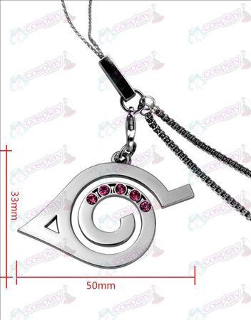 Naruto - konoha marca con la cadena del teléfono del diamante (diamante rosa)