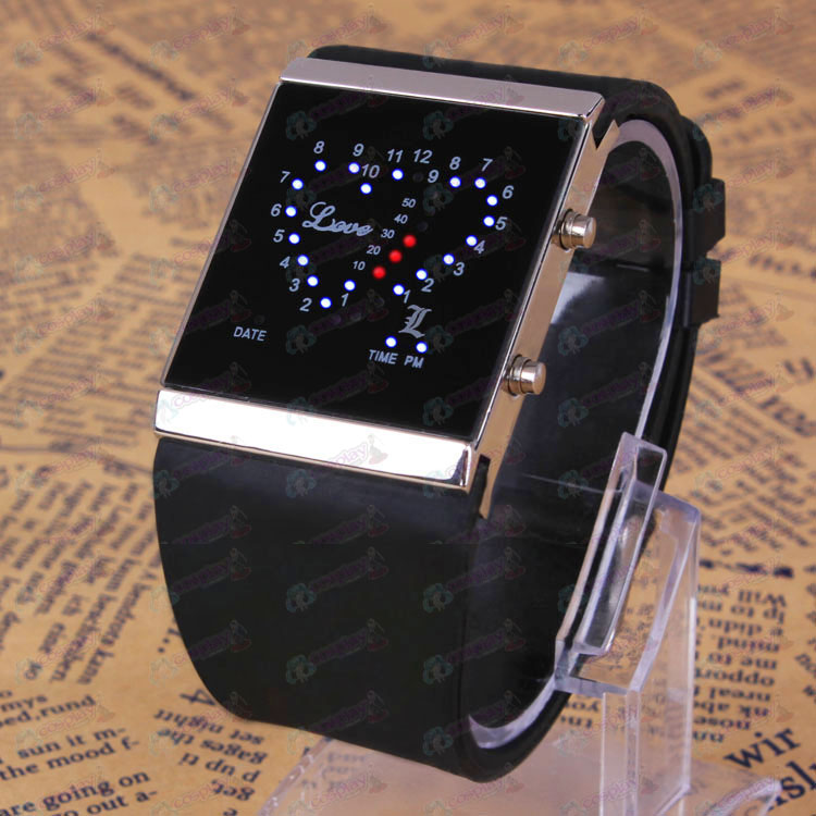 Death Note AccesoriosL logo negro Reloj LED amor