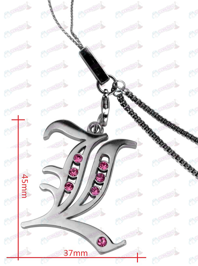 Death Note AccesoriosL marca con la cadena del teléfono del diamante (diamante rosa)