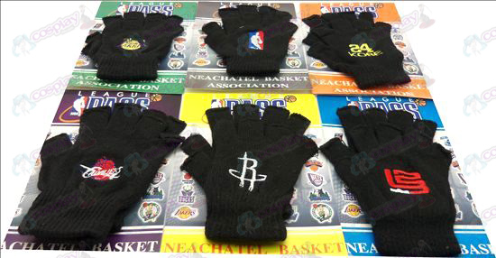 Baloncesto bordado guantes medio dedo (6 pares / sistema)