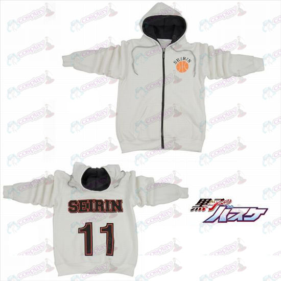 Baloncesto kuroko Accesorios11 números logo cremallera con capucha suéter blanco