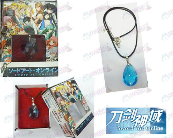 Espada de arte en línea Accesorios Yui azul collar de corazón de cristal en caja