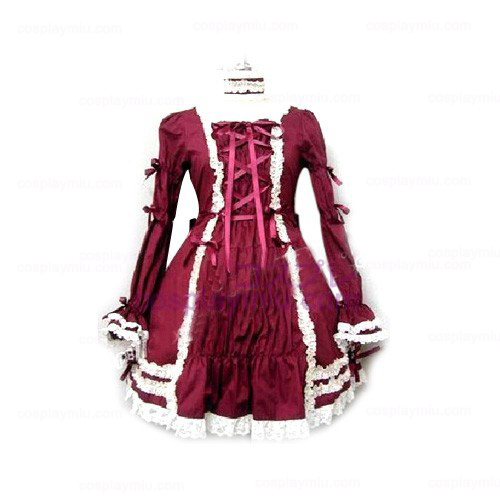 Elegant Burgundy Long-sleeved Vestidos Lolita Trajes Cosplay