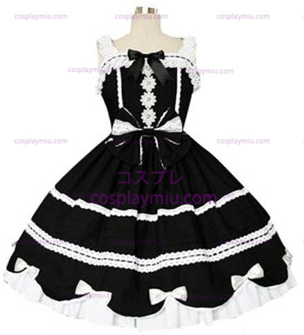 Negro And White Gothic Lolita Cosplay Vestidos