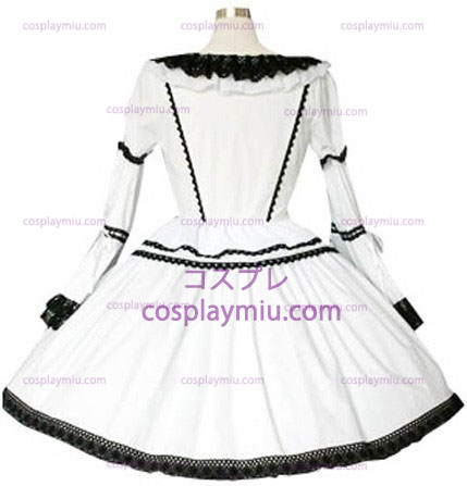 Negro And White Lace Trimmed Gothic Lolita Cosplay Vestidos