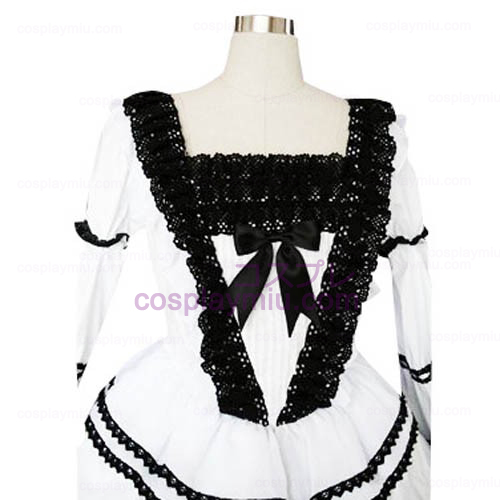 Negro And White Lace Trimmed Gothic Lolita Cosplay Vestidos