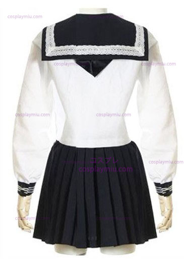 White Long Sleeves Sailor School Uniform Trajes Cosplay