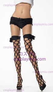 Negro Crochet Fishnet Thigh Highs