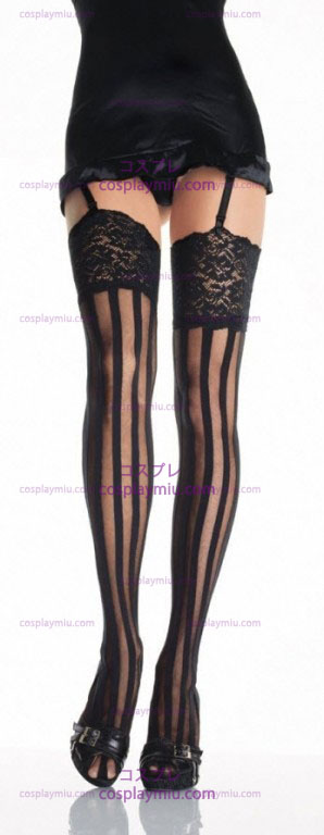 Thi Hi Sheer Negro Stockings with Opaque Stripes