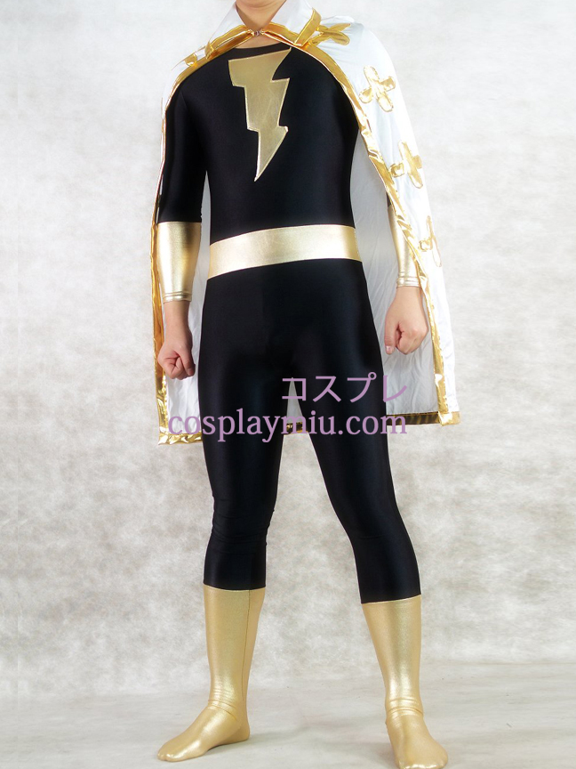 Gold And Black Shiny Metallic Unisex Superhero Zentai Suit