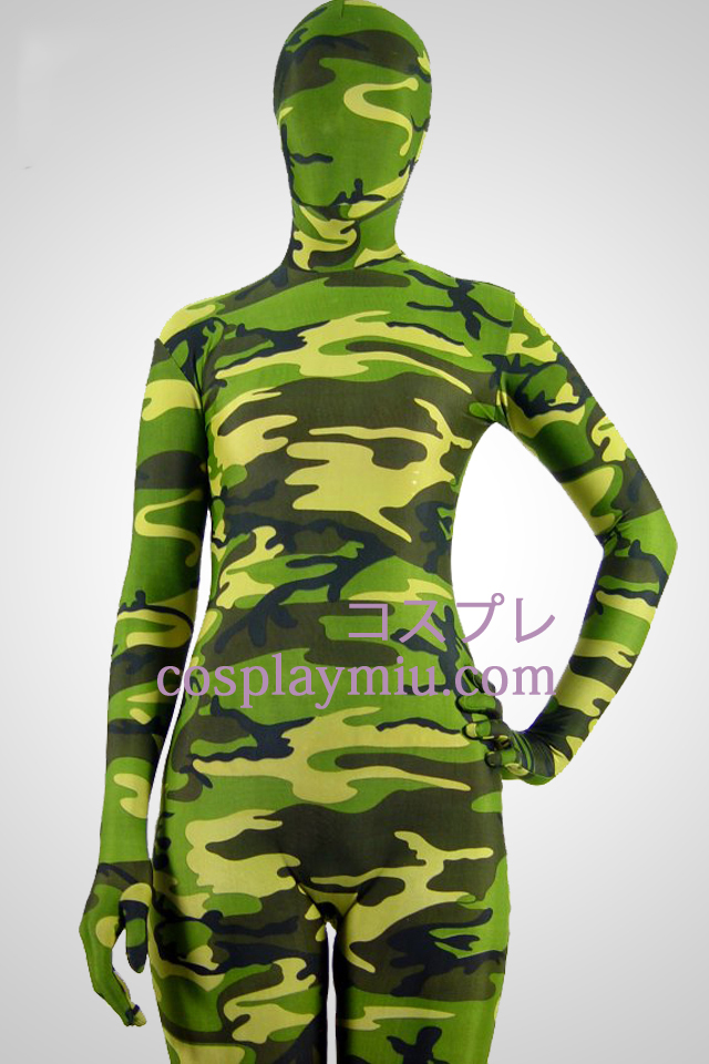 Green Camouflage Partten Spandex Zentai Suit